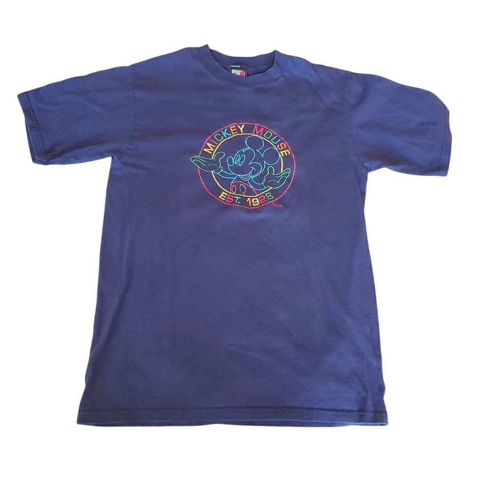 MICKEY UNLIMITED  Women's T-shirt Blue Mickie Mouse est.‎ 1928 Size Medium